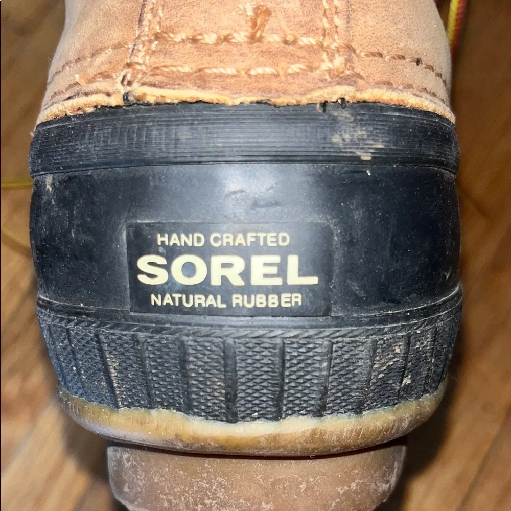 Sorel Brown and Black Waterproof Duck Boots with‎ Yellow Laces